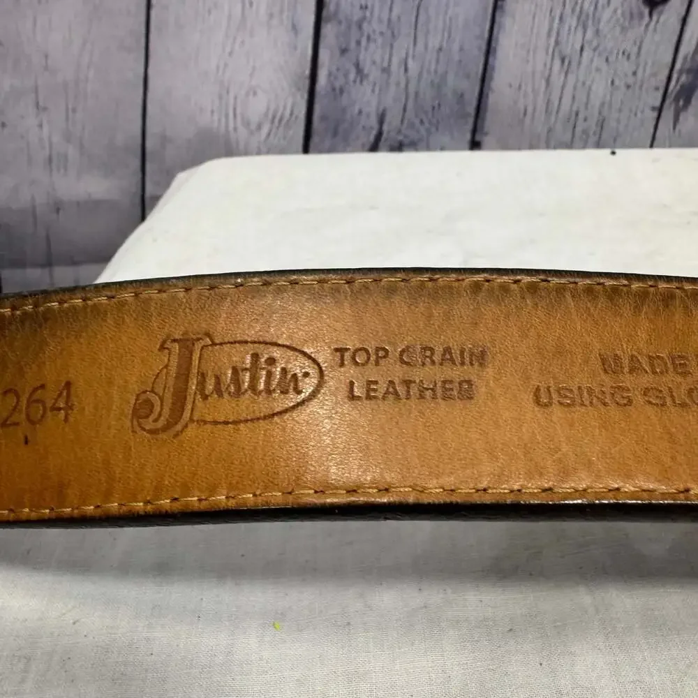 Justin Men's Bronco Basketweave Leather Belt Brown